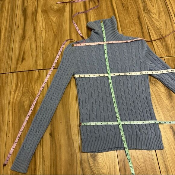 Lauren Ralph Lauren 100% Cashmere Light Blue Cable Knit Turtleneck Sweater S - Picture 9 of 13